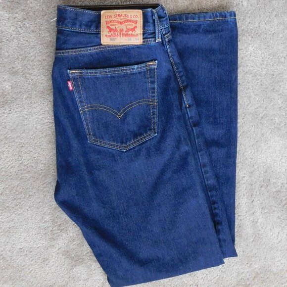 Men's 505 Denim Levis 36 x 34 Dark Was 100% cotton - Picture 1 of 8